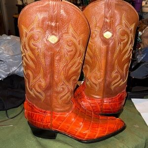 El General Brown and Orange Cowboy Boots